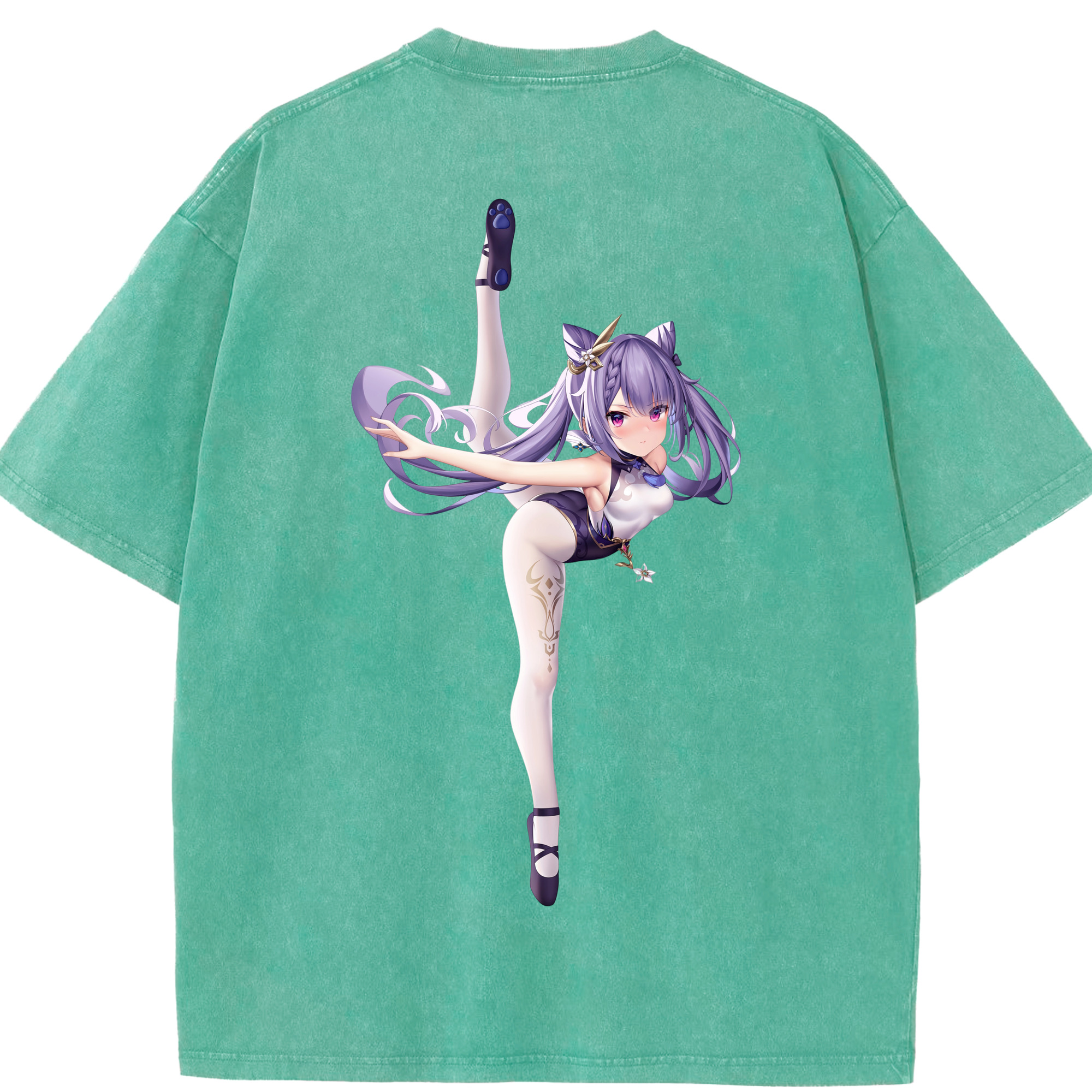 げんし神 刻晴 こくせい genshin Kokusei 綿100% ヴィンテージ風 半袖Tシャツ（背面プリント）